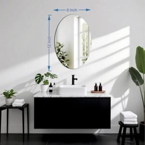 12-Inch Oval Acrylic Mirror Wall Sticker