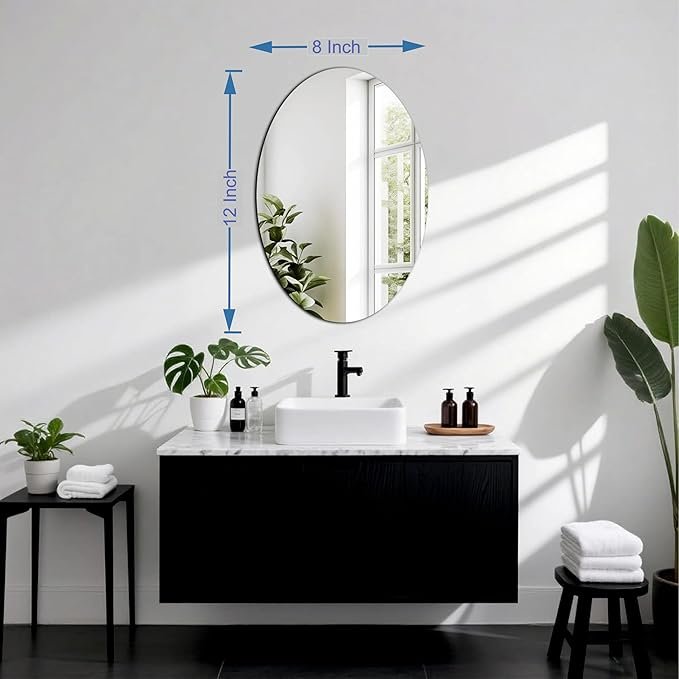 12-Inch Oval Acrylic Mirror Wall Sticker
