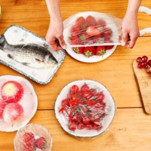 100 Pcs Disposable Plastic Food Covers