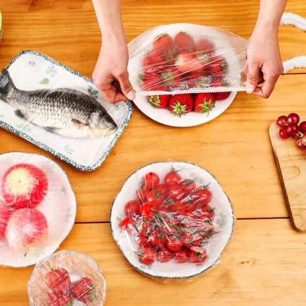 100 Pcs Disposable Plastic Food Covers