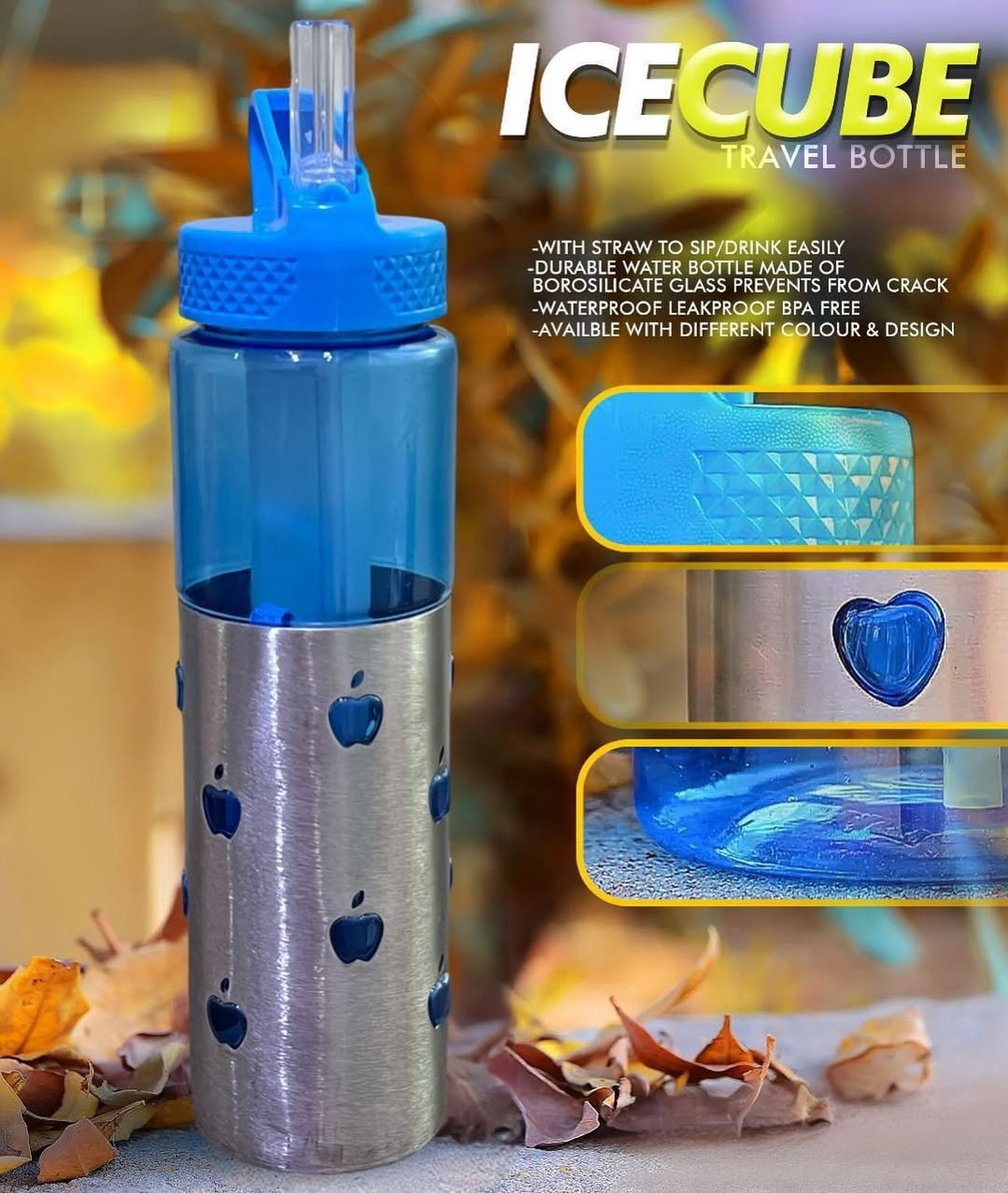 Water Bottle with Freezable Ice Stick