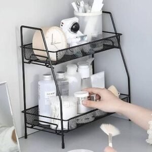 2-Tier Metal Mesh Storage Rack Organizer