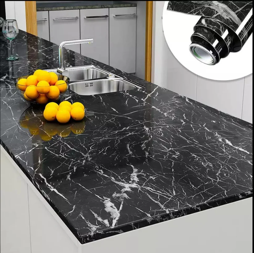 Marble Wall Sheet Sticker 60 x 200cm (Black)