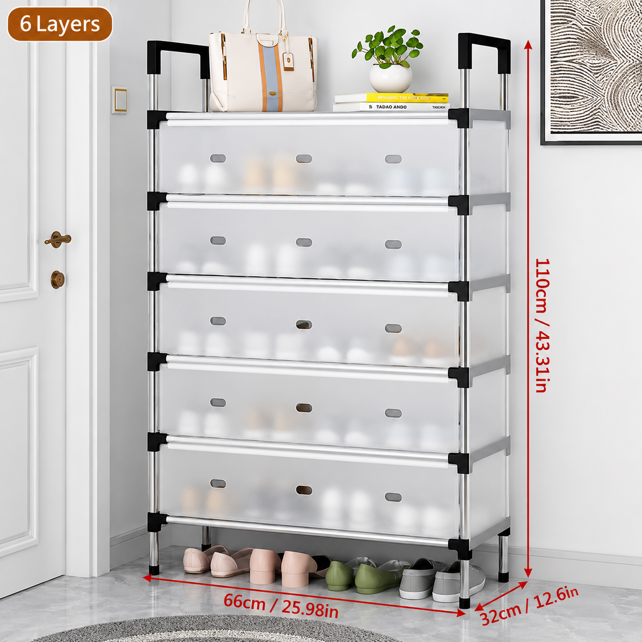 6-Layer Dustproof Shoe Storage Cabinet
