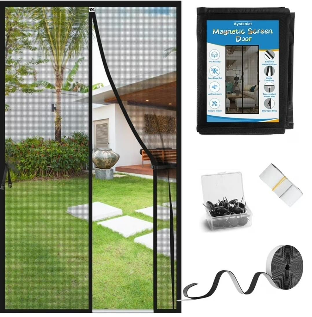 Magnetic Mesh Door Screen (20 × 80 Inch) – Pack of 2