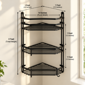 3-Tier Black Metal Corner Rack
